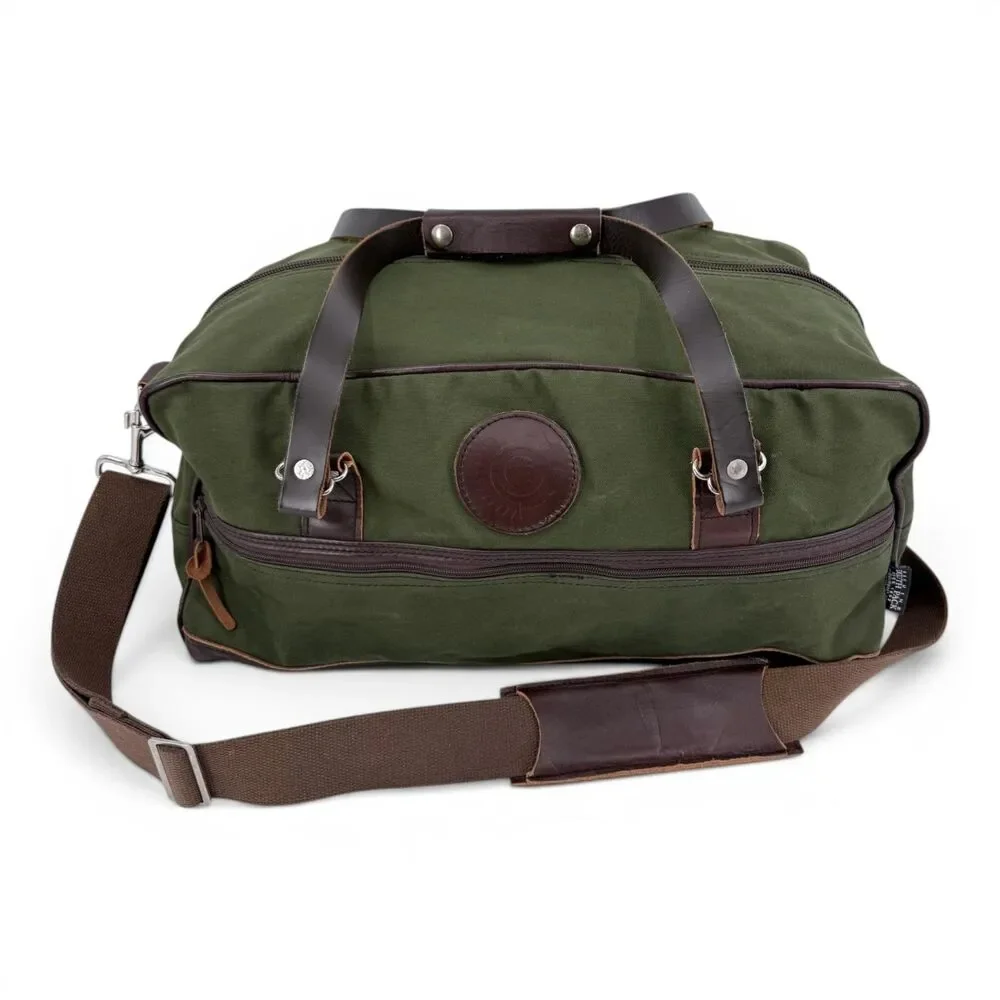 Duluth Pack Canvas Leather Weekender Duffel Bag Olive Drab 33L